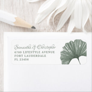 Simple Sage Green Ginkgo leaf Wedding Label