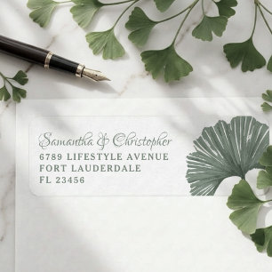 Simple Sage Green Ginkgo leaf Wedding Label
