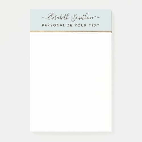 Simple Sage Green Gold Minimal Personal Stationery Post_it Notes
