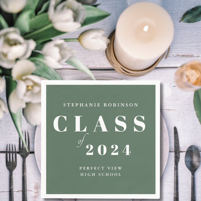 Simple Sage Green Graduation Party  Napkins (Creator Uploaded)