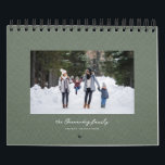 Simple sage green herringbone classic family photo calendar<br><div class="desc">With a variety of photo shapes, sizes and layouts, this photo calendar makes a perfect family gift. The cover features a single photo on a sage green background with a herringbone fabric effect. The soft green textured background is carried through the calendar. This custom classic photo calendar also features various...</div>