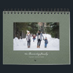 Simple sage green herringbone classic family photo calendar<br><div class="desc">With a variety of photo shapes, sizes and layouts, this photo calendar makes a perfect family gift. The cover features a single photo on a sage green background with a herringbone fabric effect. The soft green textured background is carried through the calendar. This custom classic photo calendar also features various...</div>