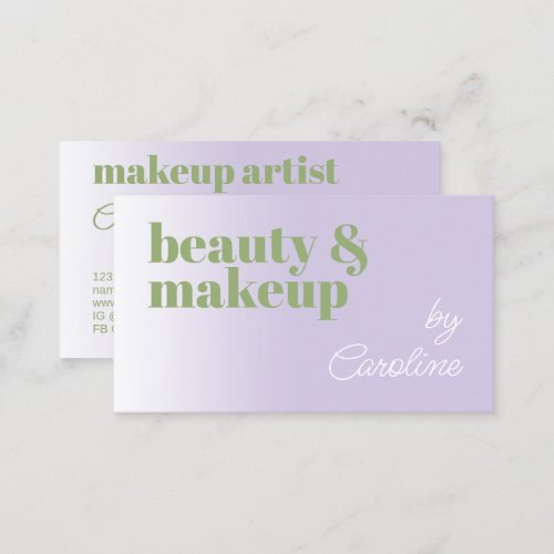 Simple Sage Green Lavender Violet White Typography Business Card