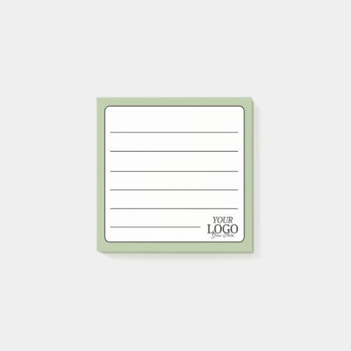 Simple Sage Green Lined Logo Post-it Notes