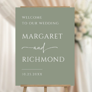 Simple Sage Green Minimalist Wedding Welcome Foam Board