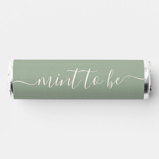 Simple Sage Green "Mint to Be" Favor Label (Front)