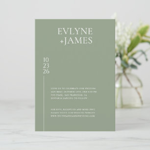 Simple Sage Green Modern Chic Wedding Photo Invitation