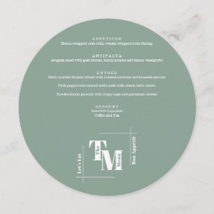 Simple Sage Green Modern Chic Wedding Thank You Menu
