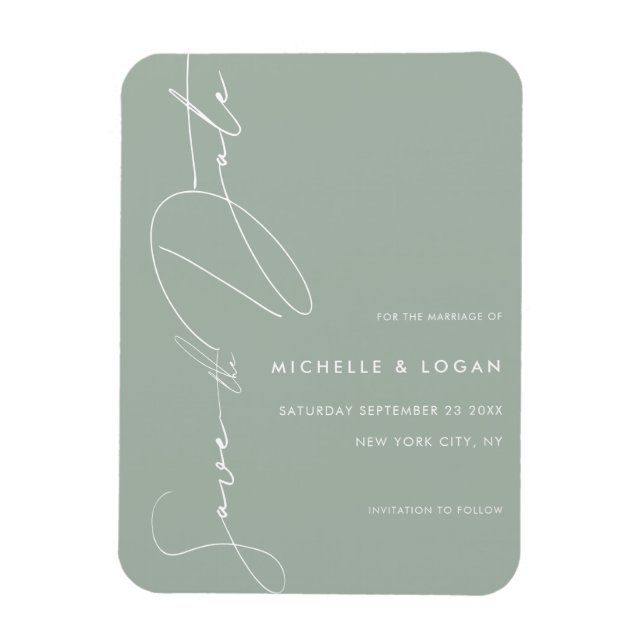 Simple Sage Green Modern Handwritten Script Magnet (Vertical)