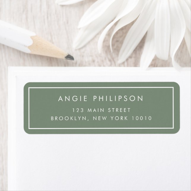 Simple Sage Green Modern Return Address Label (Insitu)