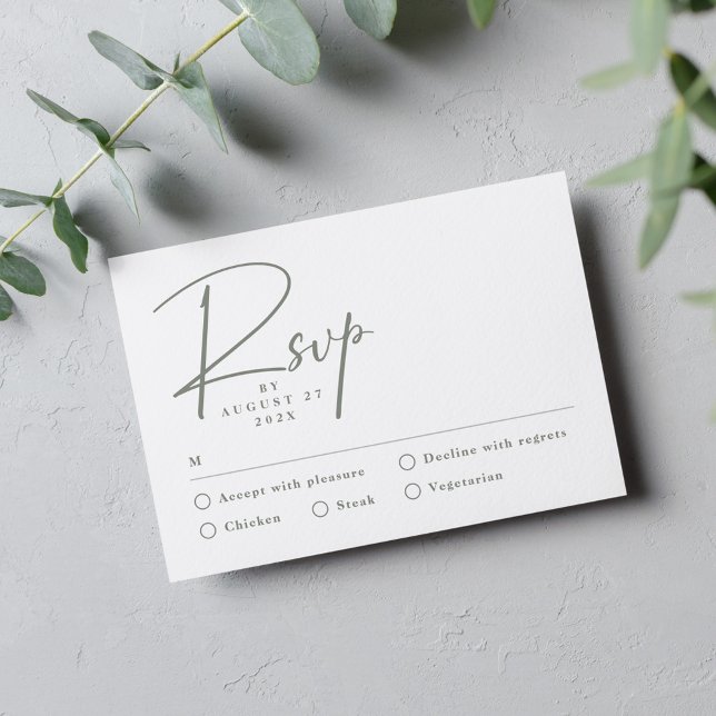 Simple Sage Green Modern RSVP Card (Creator Uploaded)