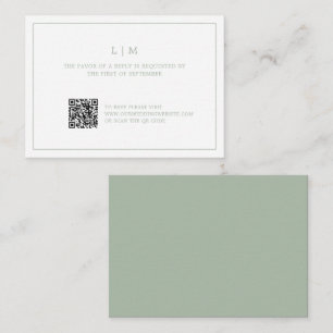 Simple Sage Green Monogram Budget Wedding RSVP Note Card