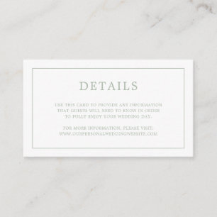Simple Sage Green Monogram Elegant Wedding Enclosure Card