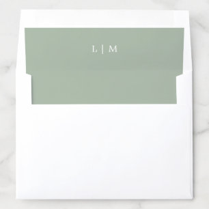Simple Sage Green Monogram Elegant Wedding Envelope Liner