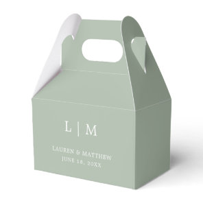 Simple Sage Green Monogram Elegant Wedding Favor Boxes