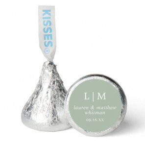 Simple Sage Green Monogram Elegant Wedding Hershey®'s Kisses®