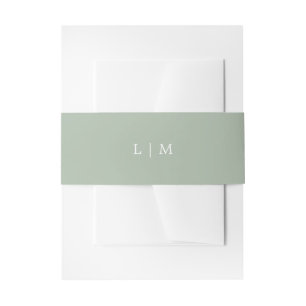 Simple Sage Green Monogram Elegant Wedding Invitation Belly Band