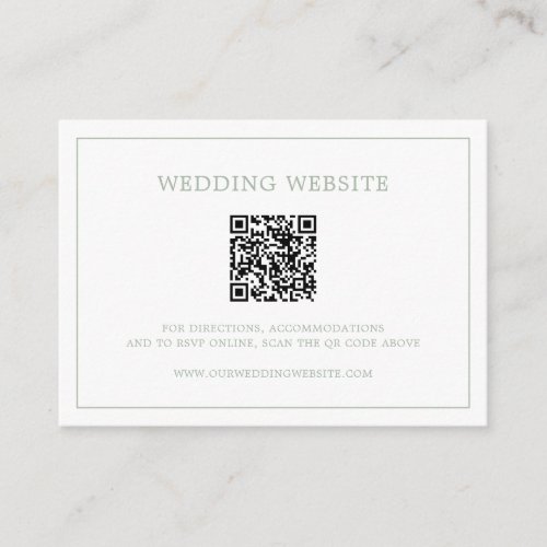 Simple Sage Green Monogram QR Code Elegant Wedding
