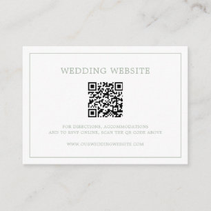 Simple Sage Green Monogram QR Code Elegant Wedding Enclosure Card