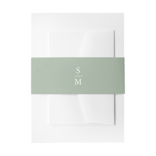 Simple Sage Green Monogrammed Invitation Invitation Belly Band