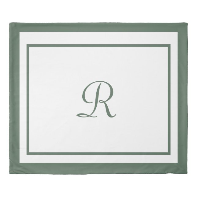 Simple Sage Green Name Monogram  Duvet Cover (Front)
