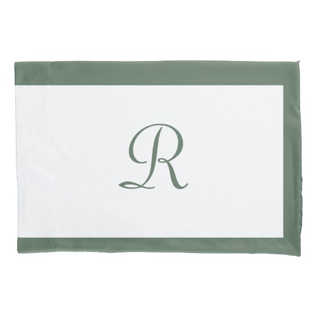 Simple Sage Green Name Monogram  Pillow Case (Front)