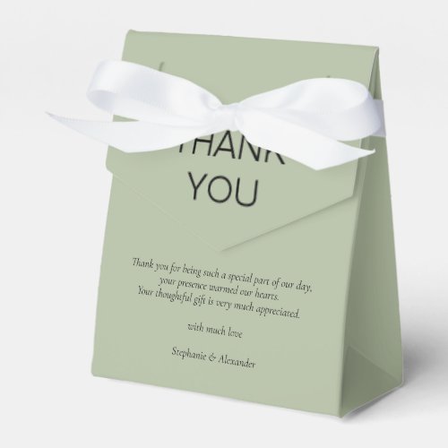 Simple Sage Green Newlywed Wedding Thank You  Favor Boxes