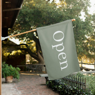 Simple Sage Green Open Sign Event Restaurant Flag