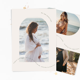 simple sage green photos collage baby pregnancy announcement