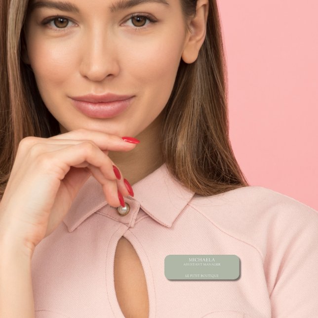 Simple Sage Green Professional Business Name Tag (Creator Uploaded)