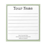 Simple Sage Green Retro Add Your Name Lined  Notepad