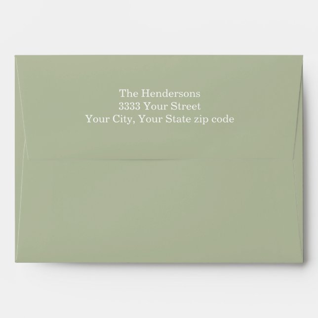 Simple Sage Green Return Address Envelope (Back (Top Flap))