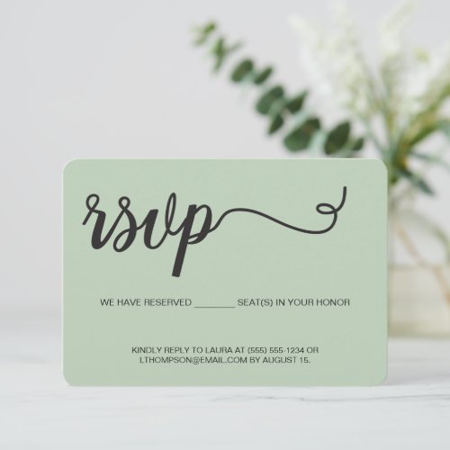 Simple Sage green RSVP without mailing Reserved