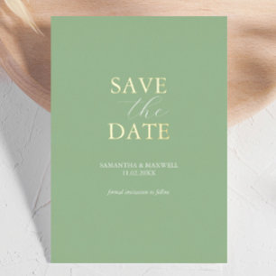 Simple Sage Green Save The Date Wedding Foil Invit Invitation