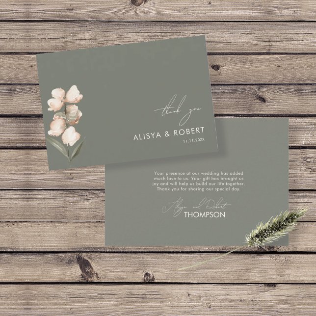 Simple Sage Green Simple Wedding Thank You Card (Creator Uploaded)