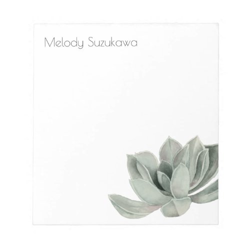 Simple Sage Green Succulent Plant Watercolor Notepad