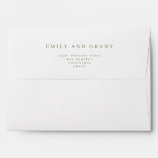 Simple Sage Green Text and White Modern Invitation Envelope