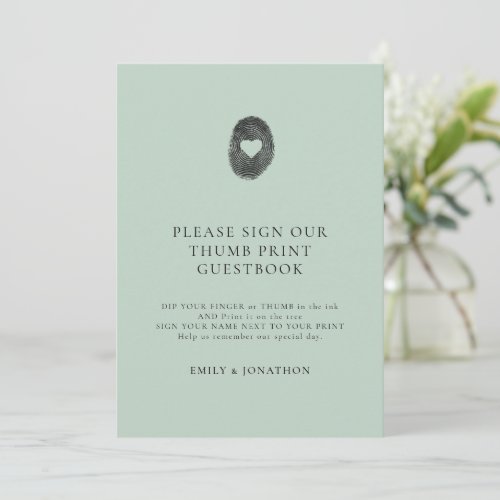 Simple Sage Green Thumbprint Guestbook sign card