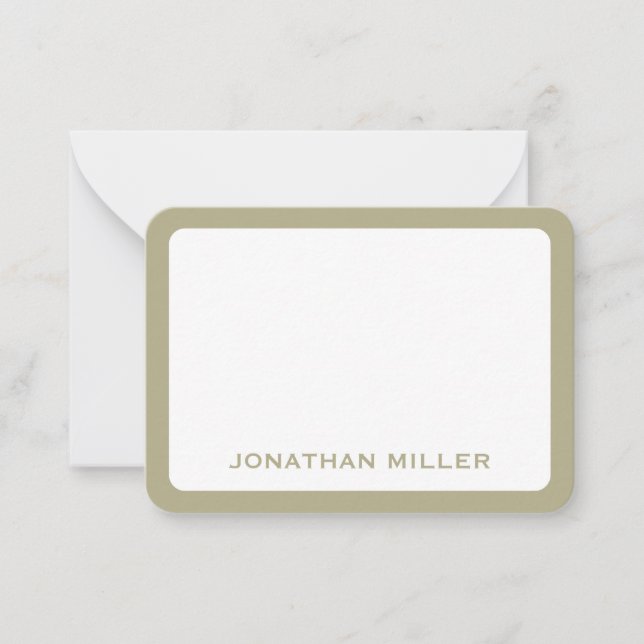 Simple Sage Green Typographic Name Rounded Corners Note Card (Front)