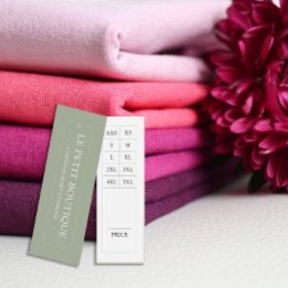 Simple Sage Green US Clothing Size Chart Price Tag