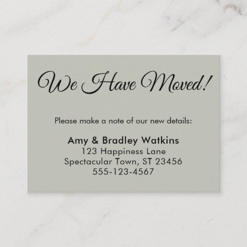 Simple Sage Green We Have Moved Change of Address Enclosure Card