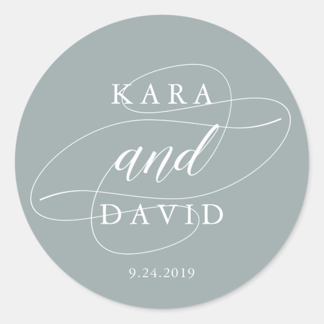 Simple Sage Green | Wedding Classic Round Sticker (Front)