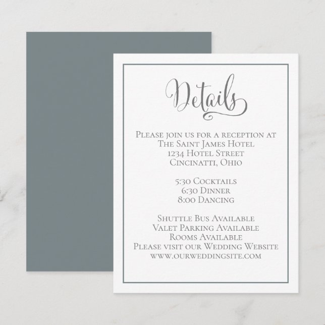 Simple Sage Green Wedding Details Enclosure Card (Front/Back)