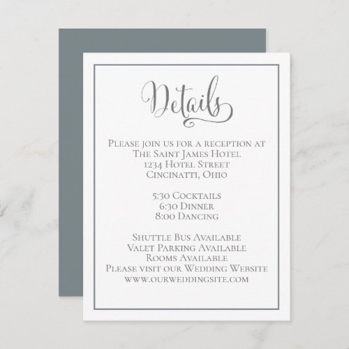 Simple Sage Green Wedding Details Enclosure Card