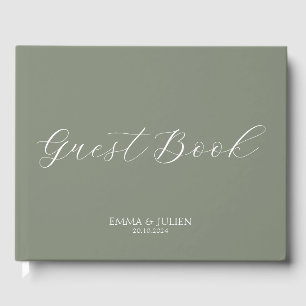 Simple Sage green wedding guest books