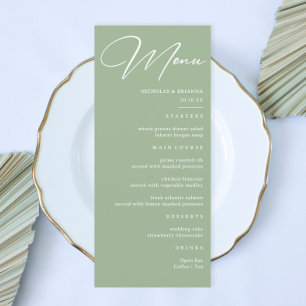 Simple Sage Green Wedding Menu