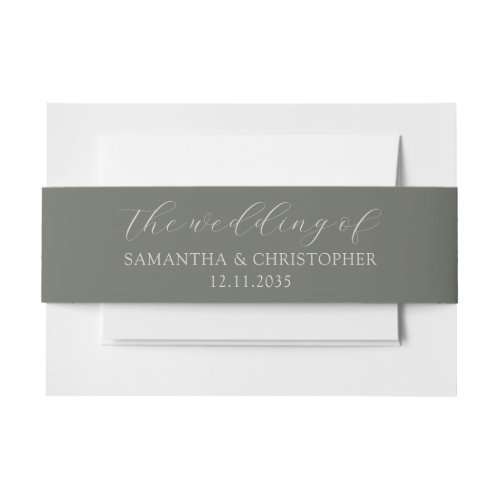 Simple Sage Green Wedding of Invitation Belly  Invitation Belly Band