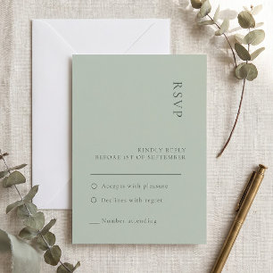 Simple Sage Green Wedding RSVP card