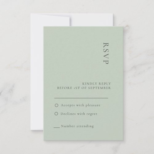 Simple Sage Green Wedding RSVP card