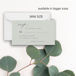 Simple sage green wedding RSVP mini Note Card